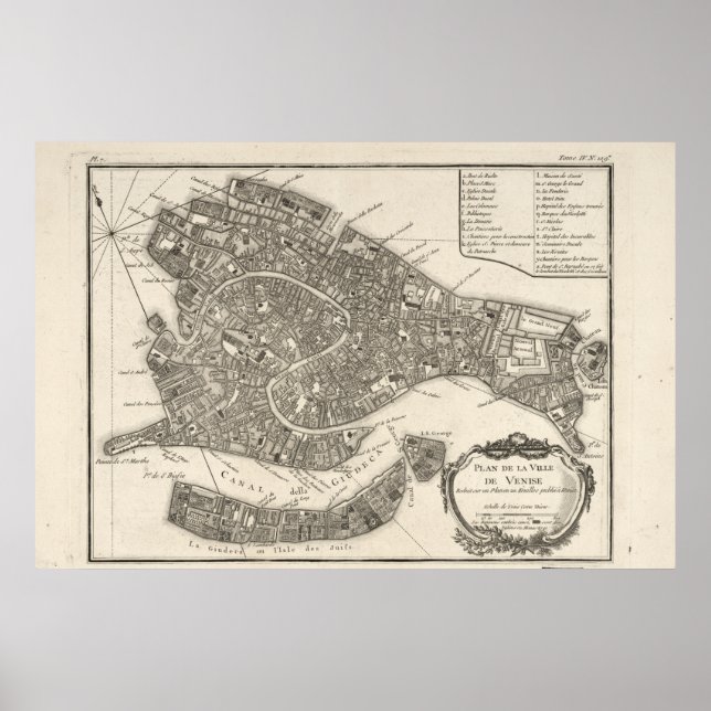 Historic Map of Venice, Italy (1763) Poster (Front)