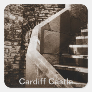 Historic Mediaeval Cardiff Castle Stairs Square Sticker