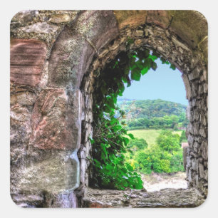 Historic Mediaeval Chepstow Castle Window Square Sticker