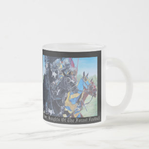 historic mediaeval knights jousting on horses frosted glass coffee mug