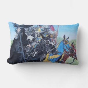 historic mediaeval knights jousting on horses lumbar cushion