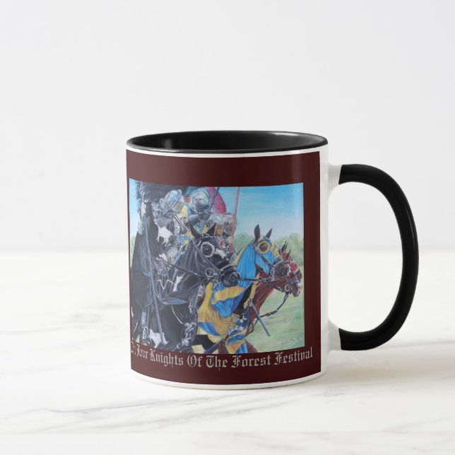 historic mediaeval knights jousting on horses mug (Right)
