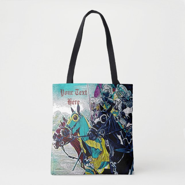 historic mediaeval knights jousting on horses tote bag (Front)