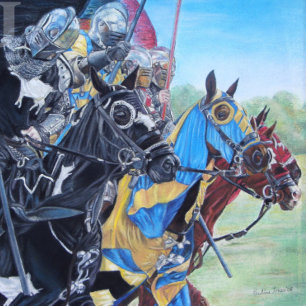 historic mediaeval knights jousting on horses Two-Tone coffee mug