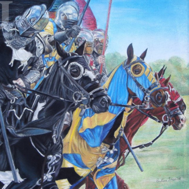 historic mediaeval knights jousting on horses Two-Tone coffee mug (Creator Uploaded)