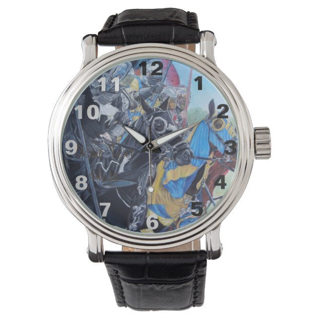 historic mediaeval knights jousting on horses watch (Front)