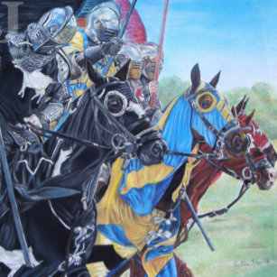 historic mediaeval knights jousting on horses watch