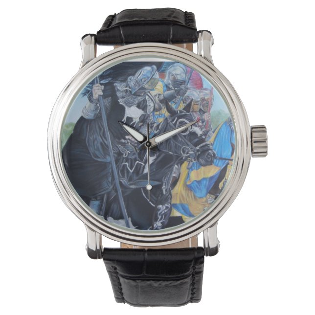 historic mediaeval knights jousting on horses watch (Front)