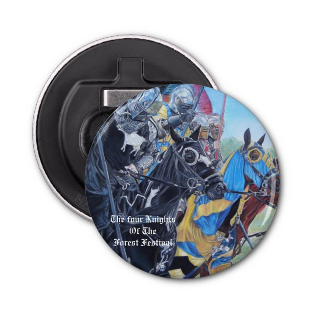 historic medieval knights jousting on horses bottle opener (Front)