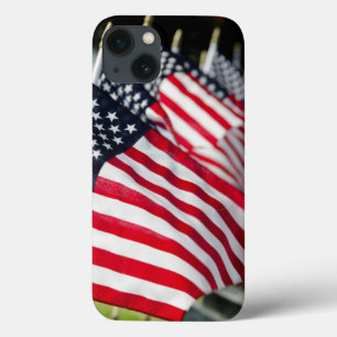 Historic military cemetery with US flags iPhone 13 Case