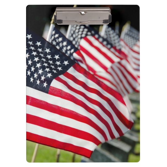 Historic military cemetery with US flags Clipboard (Front)