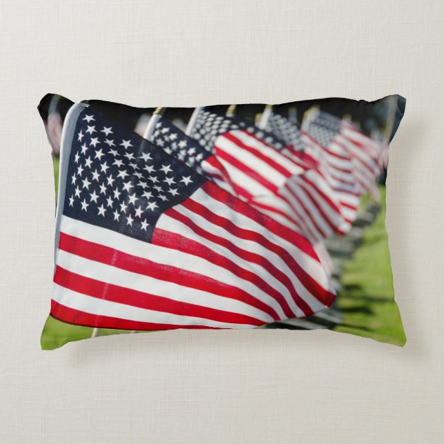 Historic military cemetery with US flags Decorative Cushion (Front)