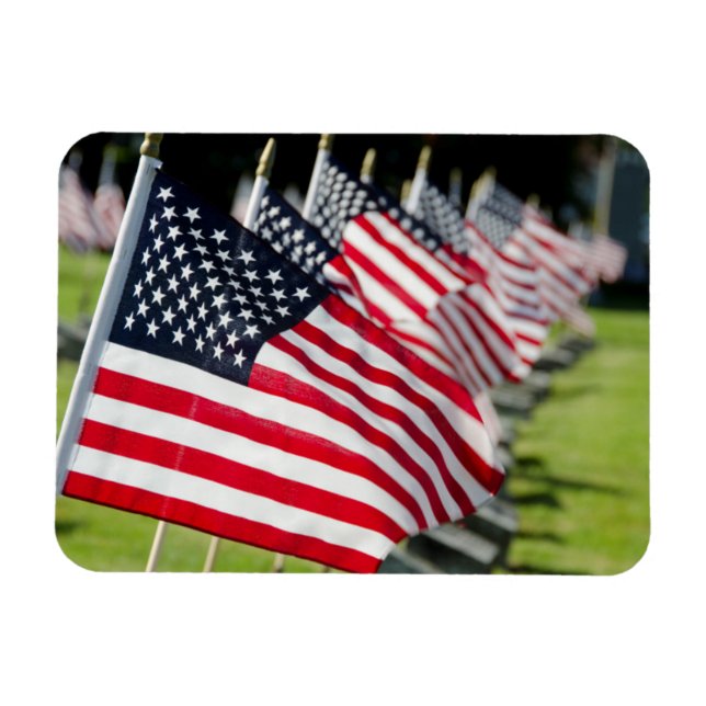 Historic military cemetery with US flags Magnet (Horizontal)