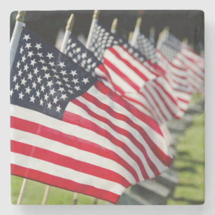 Historic military cemetery with US flags Stone Coaster