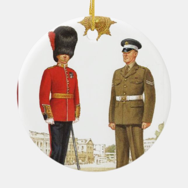 Historic military Uniforms, Coldstream Guards Ceramic Tree Decoration (Back)