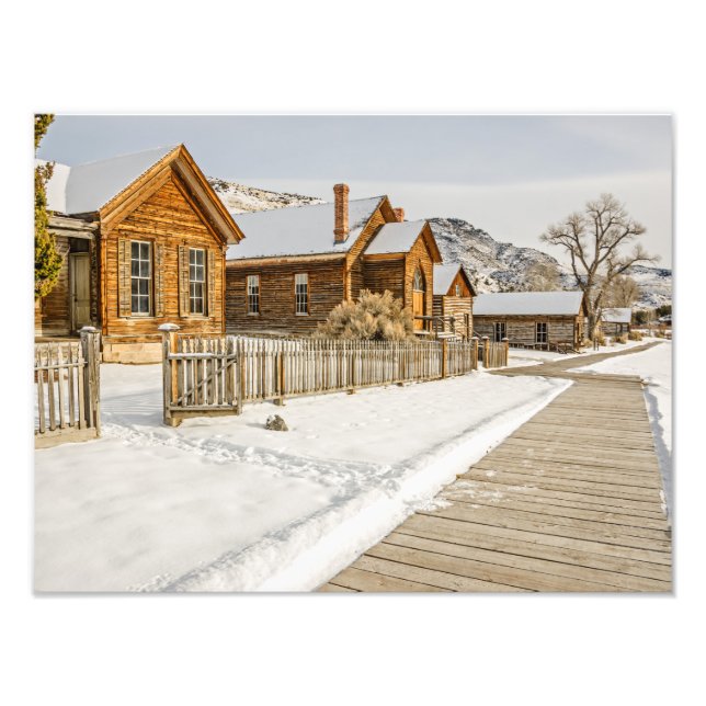 Historic Montana Ghost Town in Winter Photo Print (Front)