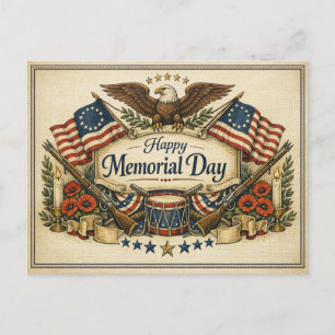 Historic Muskets Drum Memorial Day Holiday Postcard