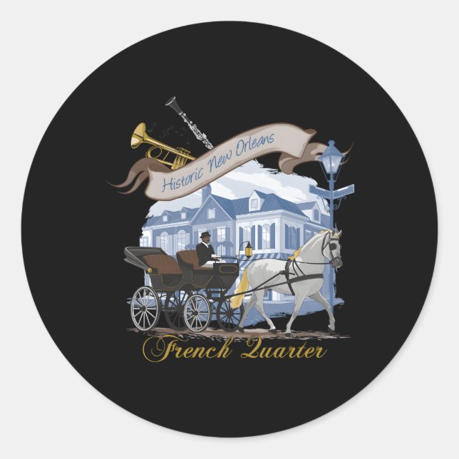Historic New Orleans City Usa Travel Classic Round Sticker (Front)