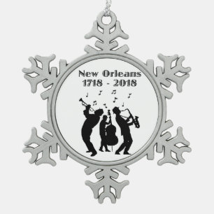 Historic New Orleans Tricentennial Snowflake Pewter Christmas Ornament