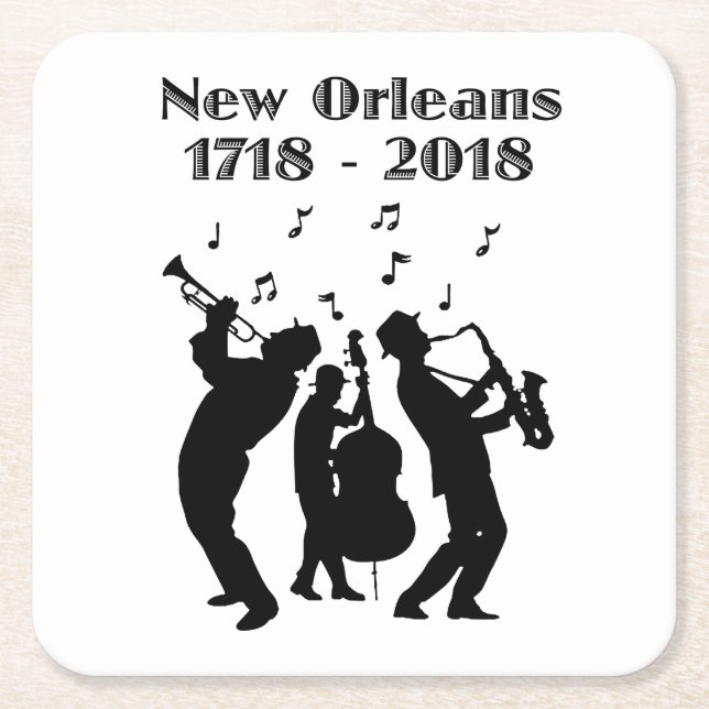 Historic New Orleans Tricentennial Square Paper Coaster (Front)
