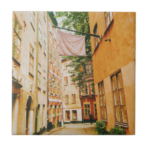 Historic old town, Gamla Stan, Stockholm, Sweden Tile