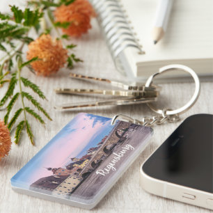 Historic old town in Regensburg, Germany Key Ring