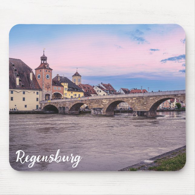 Historic old town in Regensburg, Germany Mouse Mat (Front)