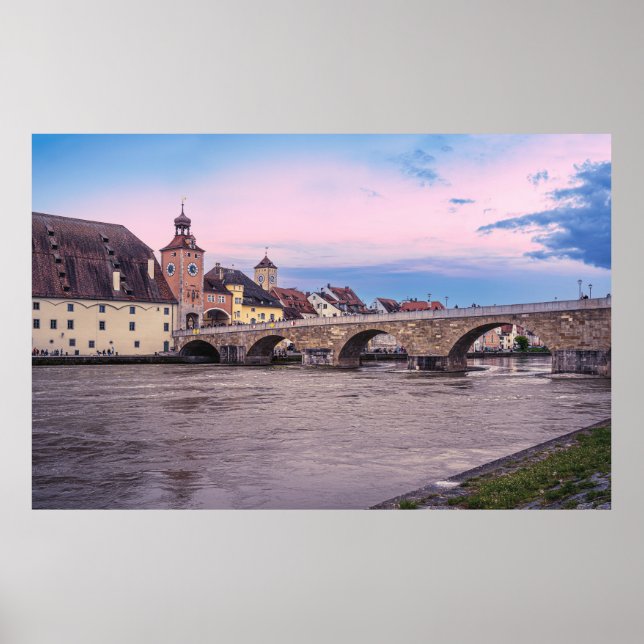 Historic old town in Regensburg, Germany Poster (Front)