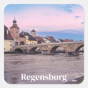 Historic old town in Regensburg, Germany Square Sticker