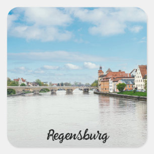 Historic old town of Regensburg, Germany Square Sticker