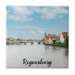 Historic old town of Regensburg, Germany Tile