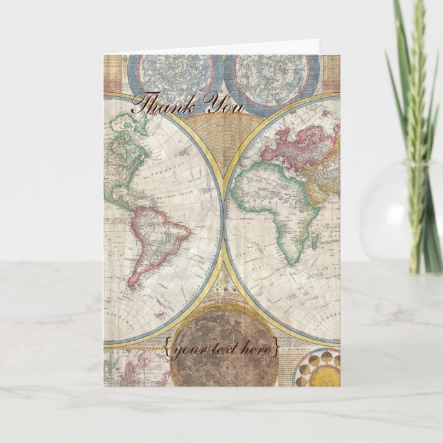 Historic Old World Map, 1794 - Thank You Card (Front)
