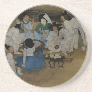 Historic Painting of Party Games on a Coaster