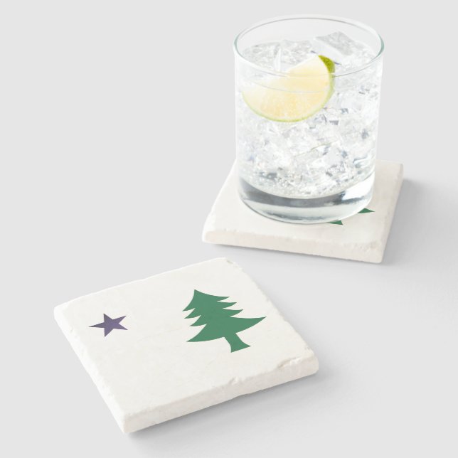 Historic Pine Tree Flag of Maine (1901–1909)  Stone Coaster (Side)