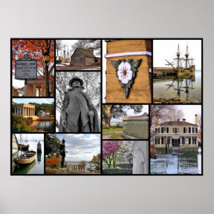 Historic Plymouth Massachusetts collage Poster