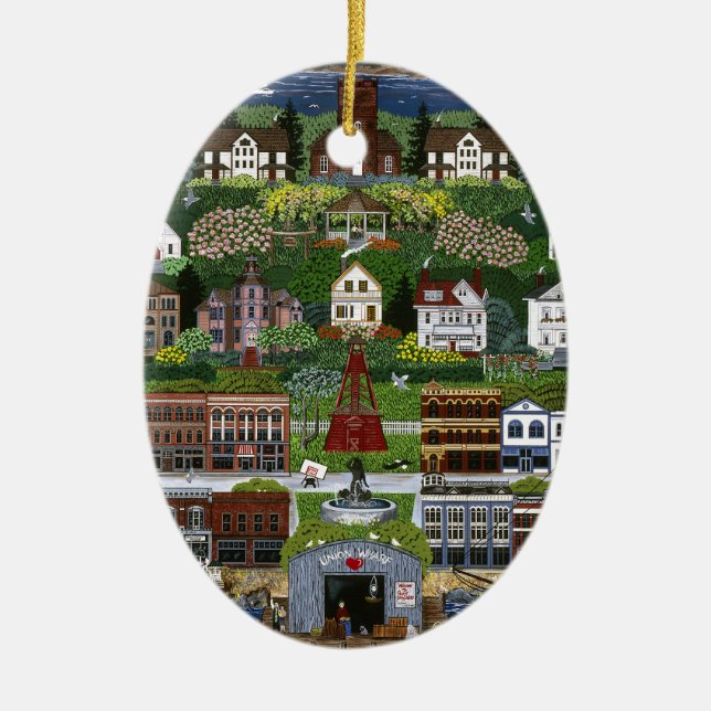 Historic Port Townsend, Washington Ceramic Tree Decoration (Front)