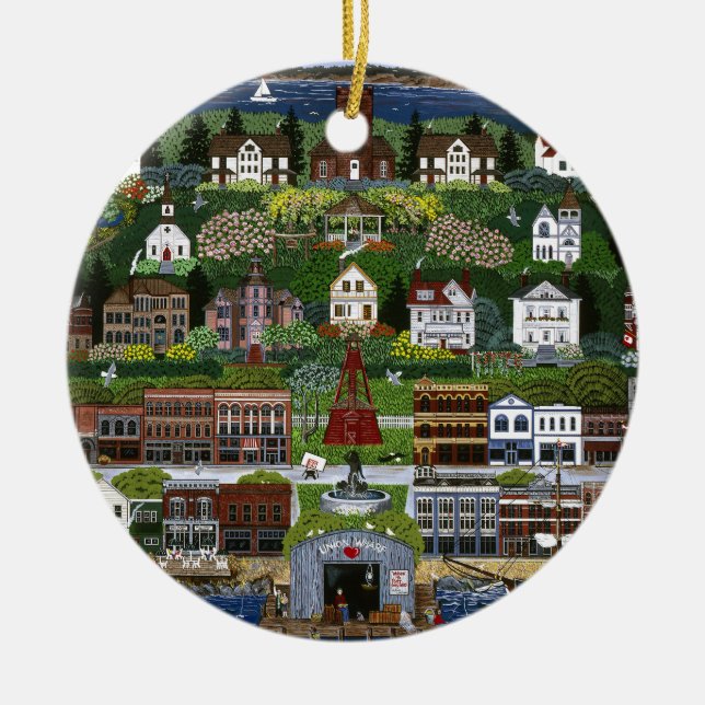 Historic Port Townsend, Washington Ceramic Tree Decoration (Front)