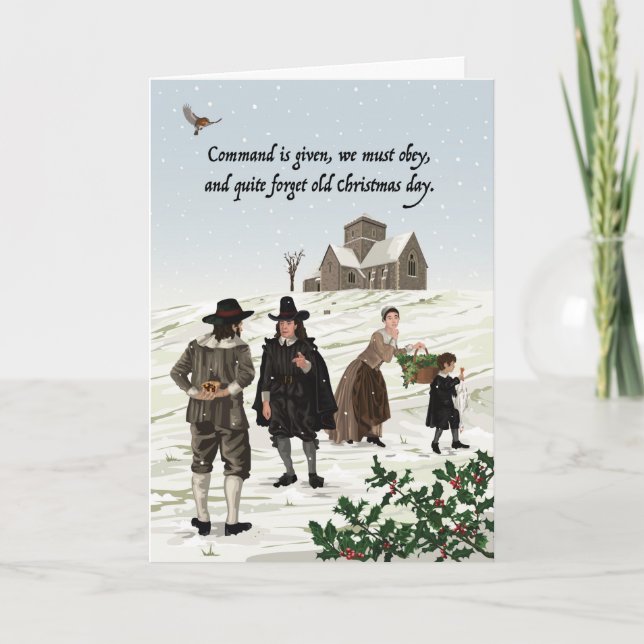 Historic Puritan Christmas Cancelled  Holiday Card (Front)