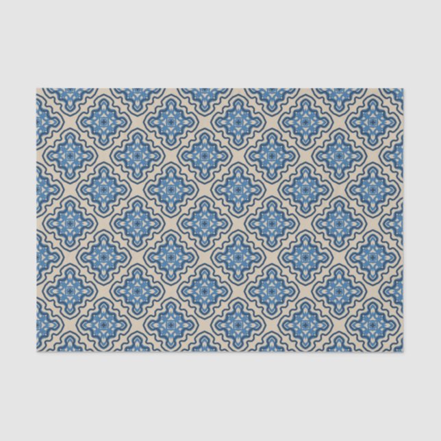Historic Ranch Dismal Damask Delft Blue Sand Tissue Paper (Front)
