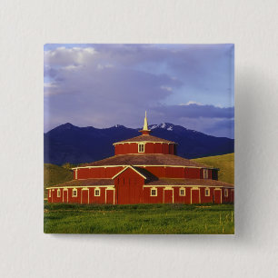 Historic Round Barn at Twin Bridges Montana 15 Cm Square Badge