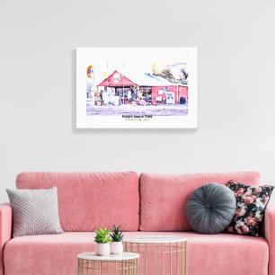 Historic Route 66 Arizona General Store Watercolor Canvas Print