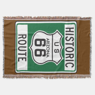 Historic Route 66 Arizona Road Sign Throw Blanket