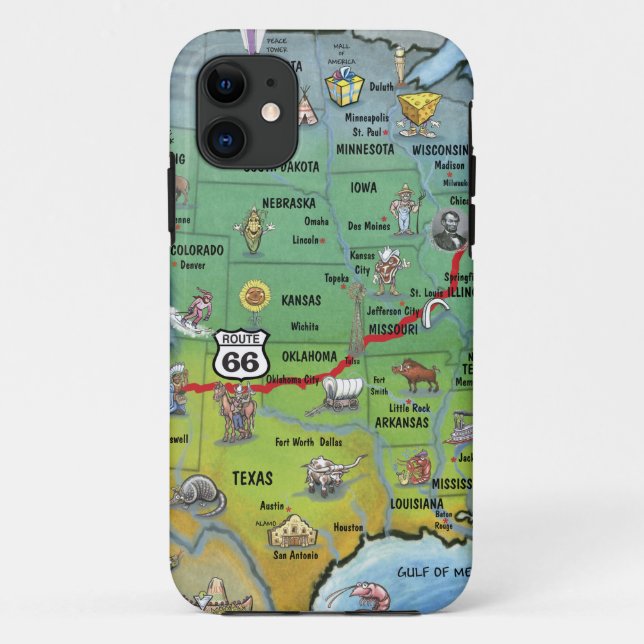 Historic Route 66 Cartoon Map Case-Mate iPhone Case (Back)
