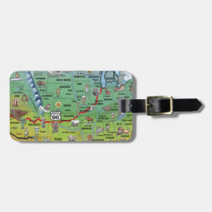 Historic Route 66 Cartoon Map Luggage Tag