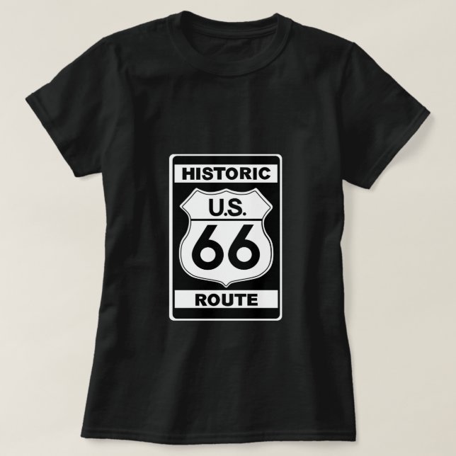 Historic Route 66 T-shirt Ladies Black (Design Front)