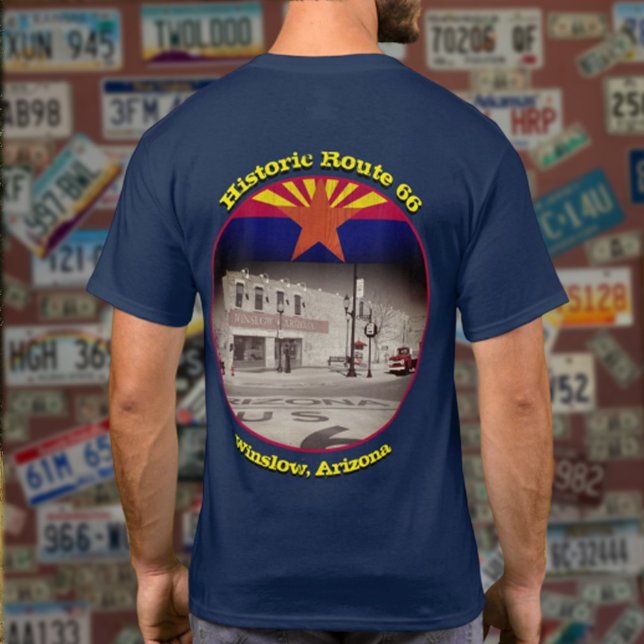 Historic Route 66 Winslow Arizona Back  T-Shirt (Creator Uploaded)