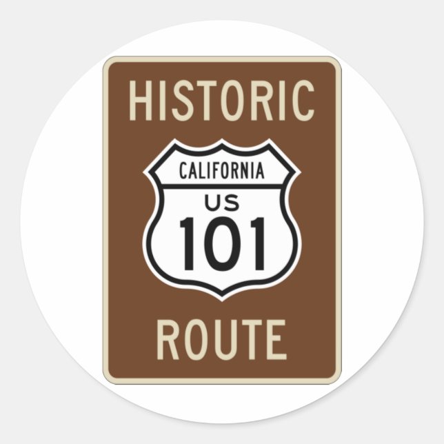 Historic Route US Route 101 (California) Sign Classic Round Sticker (Front)