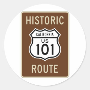 Historic Route US Route 101 (California) Sign Classic Round Sticker