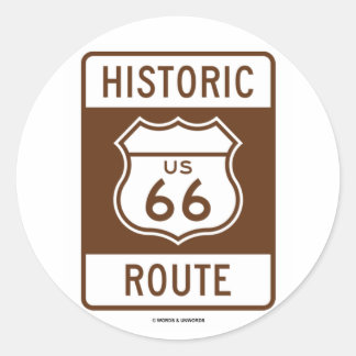 Historic Route US Route 66 (Transportation Sign) Classic Round Sticker