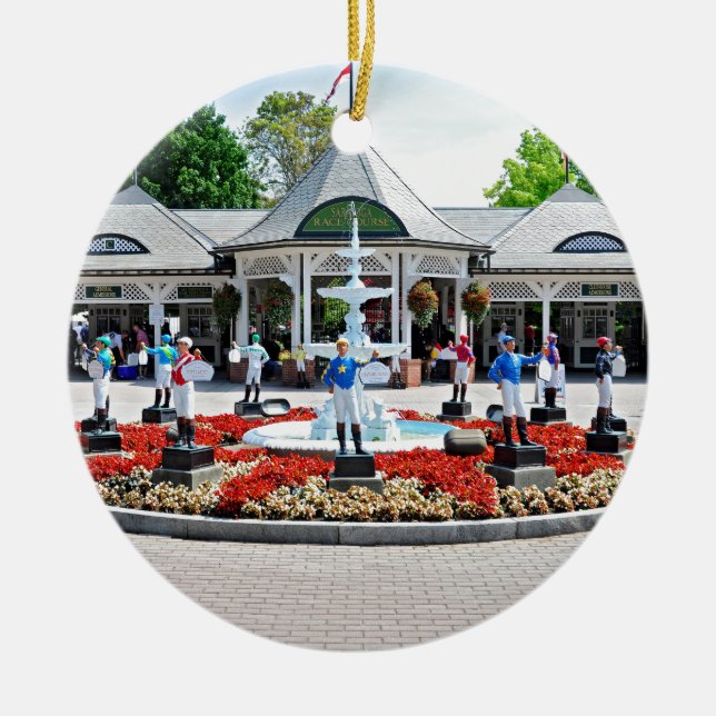 Historic Saratoga 150 on Opening Day Ceramic Tree Decoration (Front)